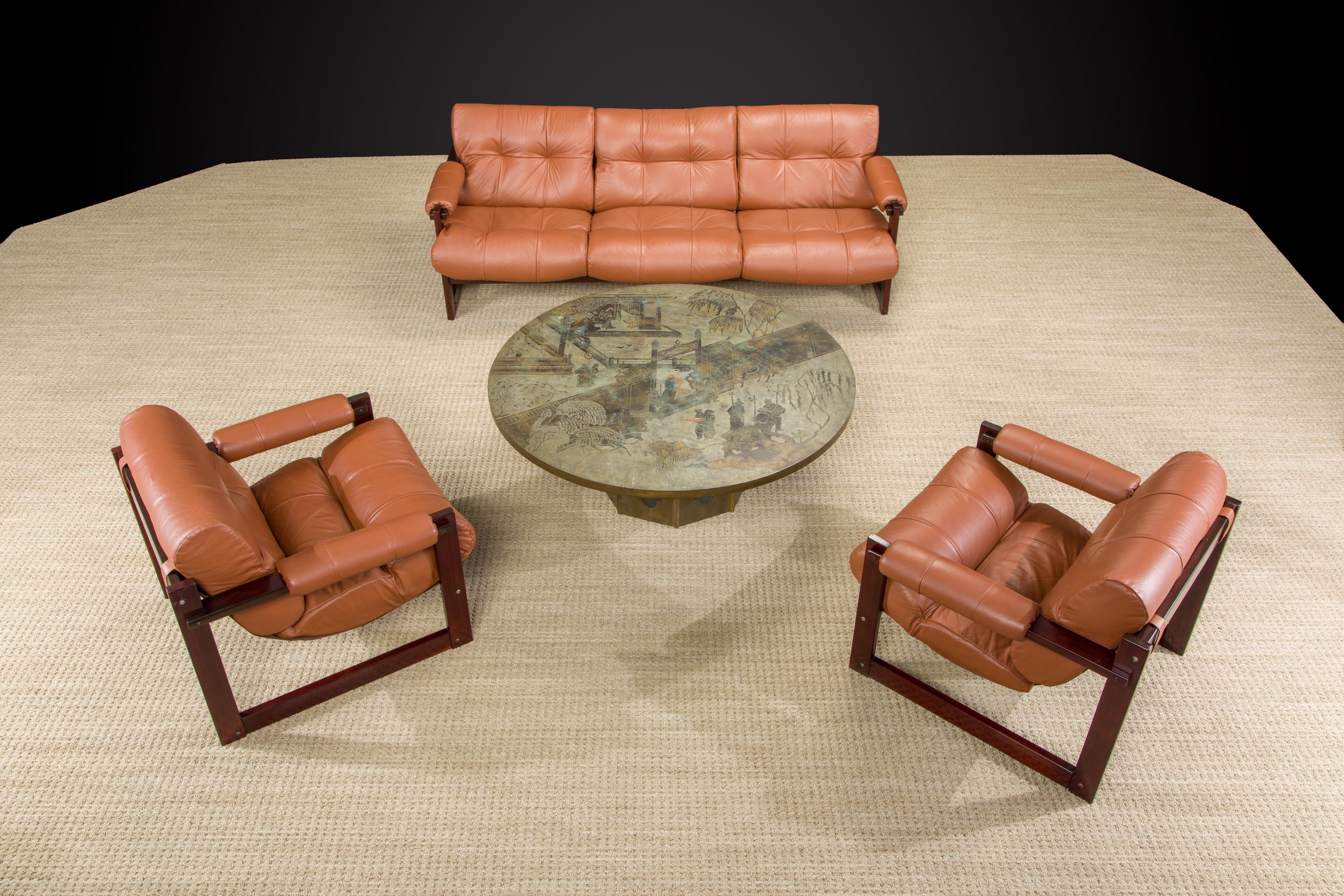 Percival Lafer 'S-1' Rosewood and Leather Lounge Chairs, Brazil, 1976, Signed For Sale 12