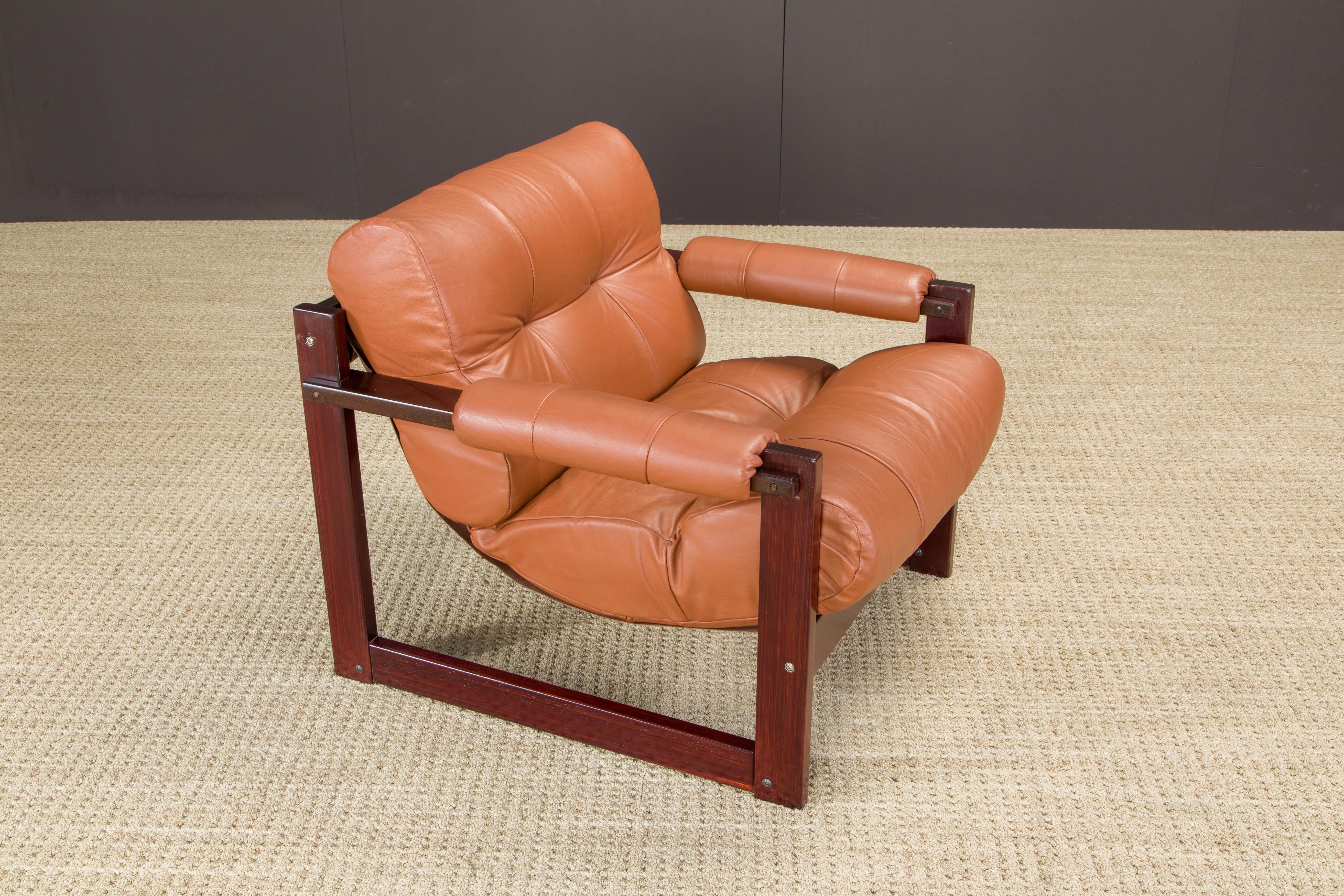 Percival Lafer 'S-1' Rosewood and Leather Lounge Chairs, Brazil, 1976, Signed For Sale 1