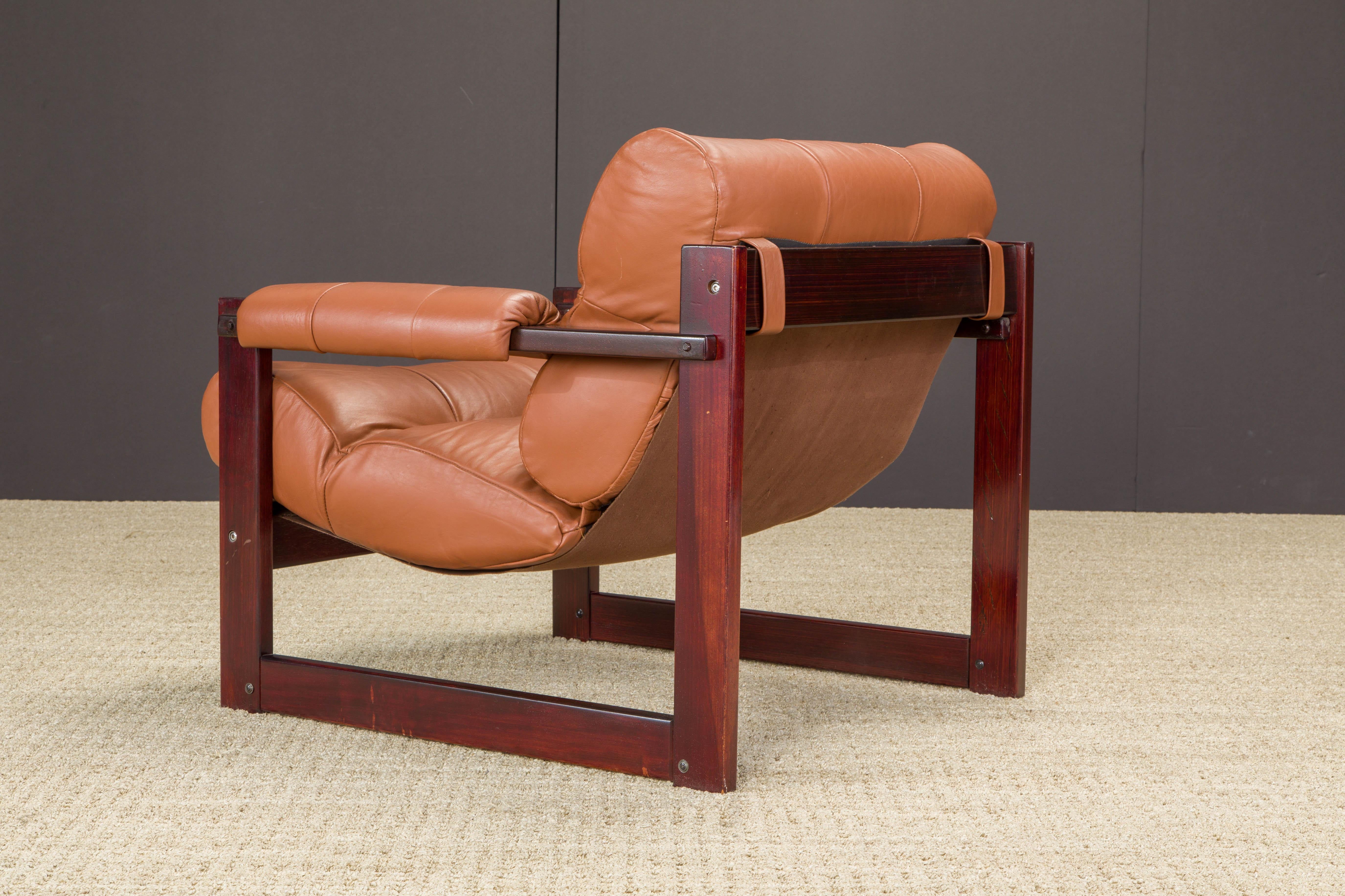 Percival Lafer 'S-1' Rosewood and Leather Lounge Chairs, Brazil, 1976, Signed For Sale 3