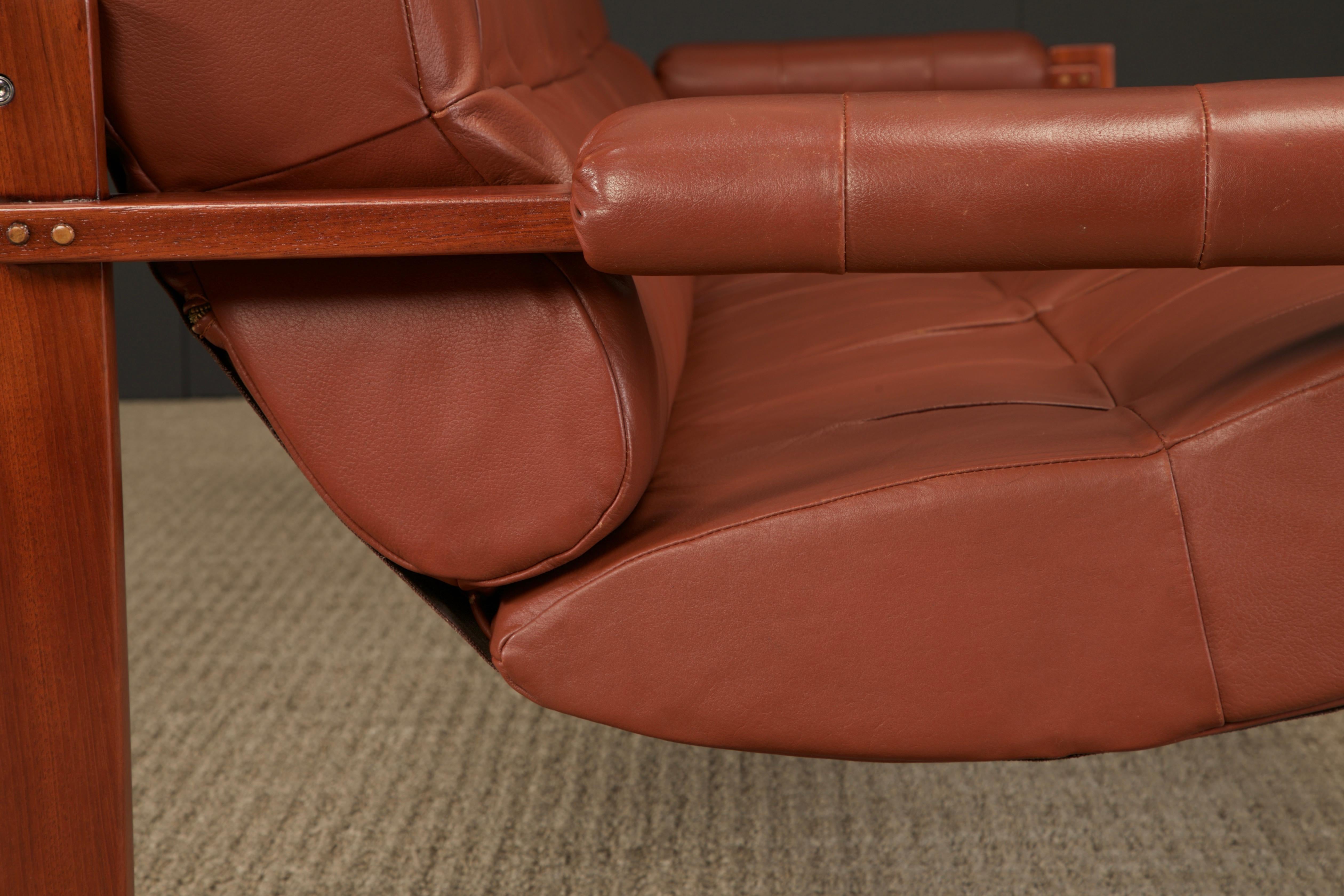 Percival Lafer 'S-1' Rosewood and Leather Three Seat Sofa, Brazil, 1976, Signed 9