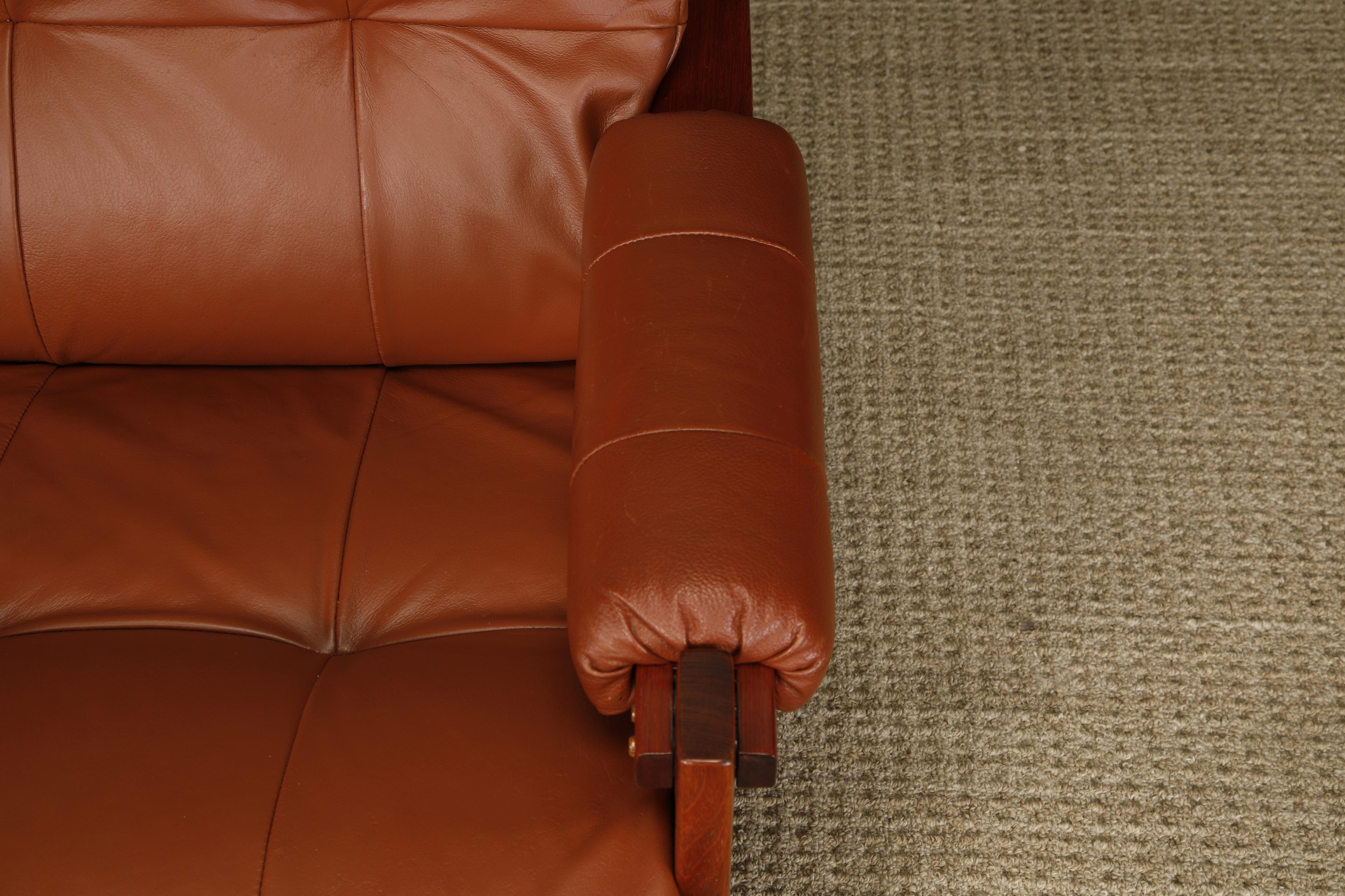 Late 20th Century Percival Lafer 'S-1' Rosewood and Leather Three Seat Sofa, Brazil, 1976, Signed