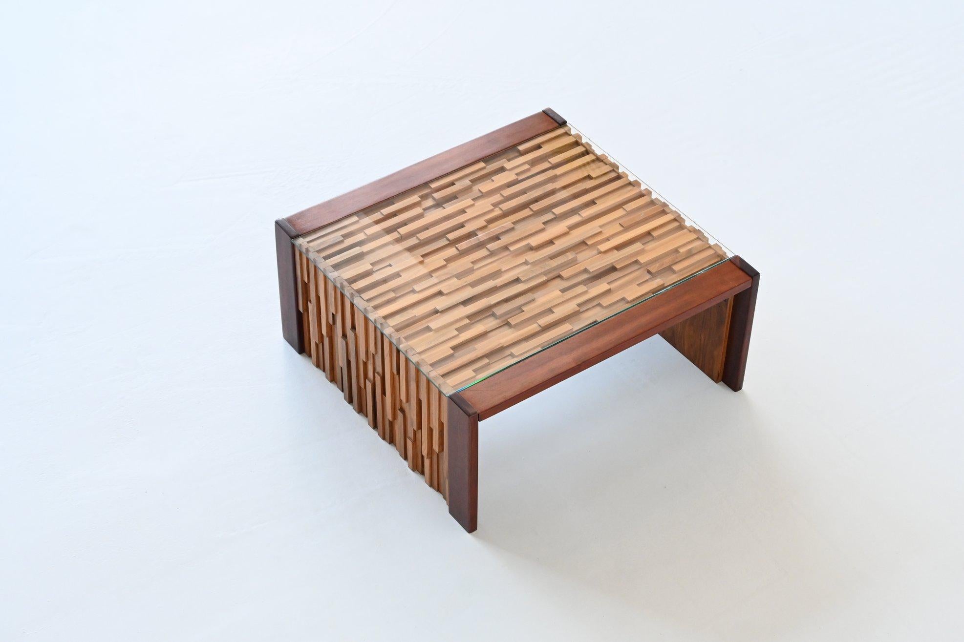 Mid-20th Century Percival Lafer sculptural coffee table mixed wood Brazil 1960
