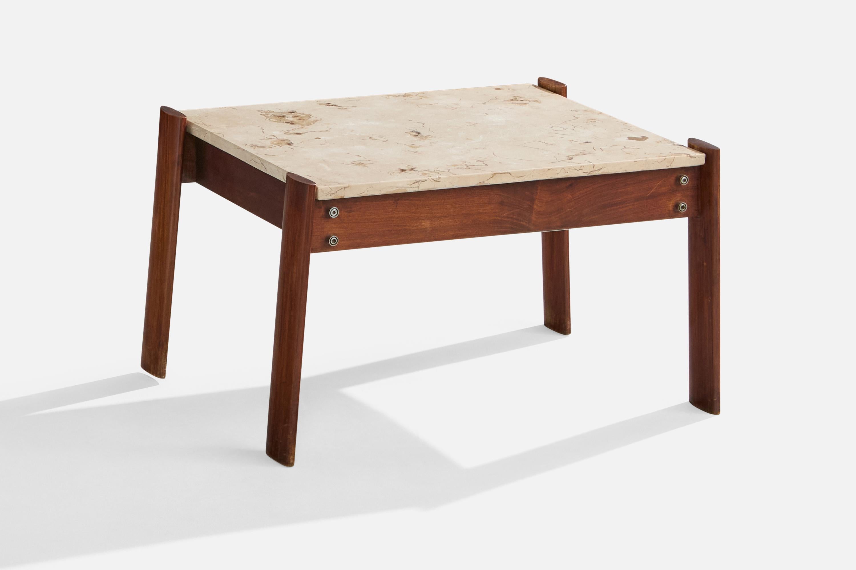 Percival Lafer, Mesas auxiliares, Madera, Mármol, Brasil, 1970 en Bueno estado para la venta en High Point, NC