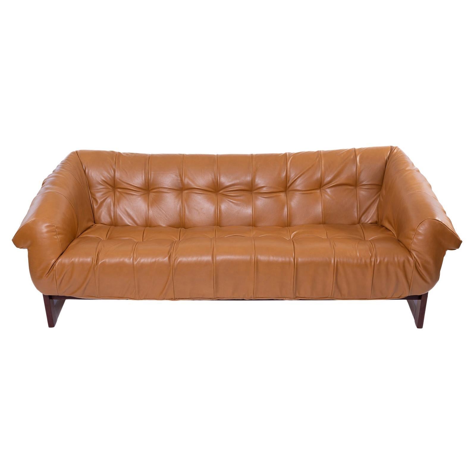 Percival Lafer Leather & Rosewood 1970's Sling Sofa
