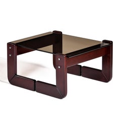 Percival Lafer Smoked Glass Rosewood Brazilian Modern Side Tables