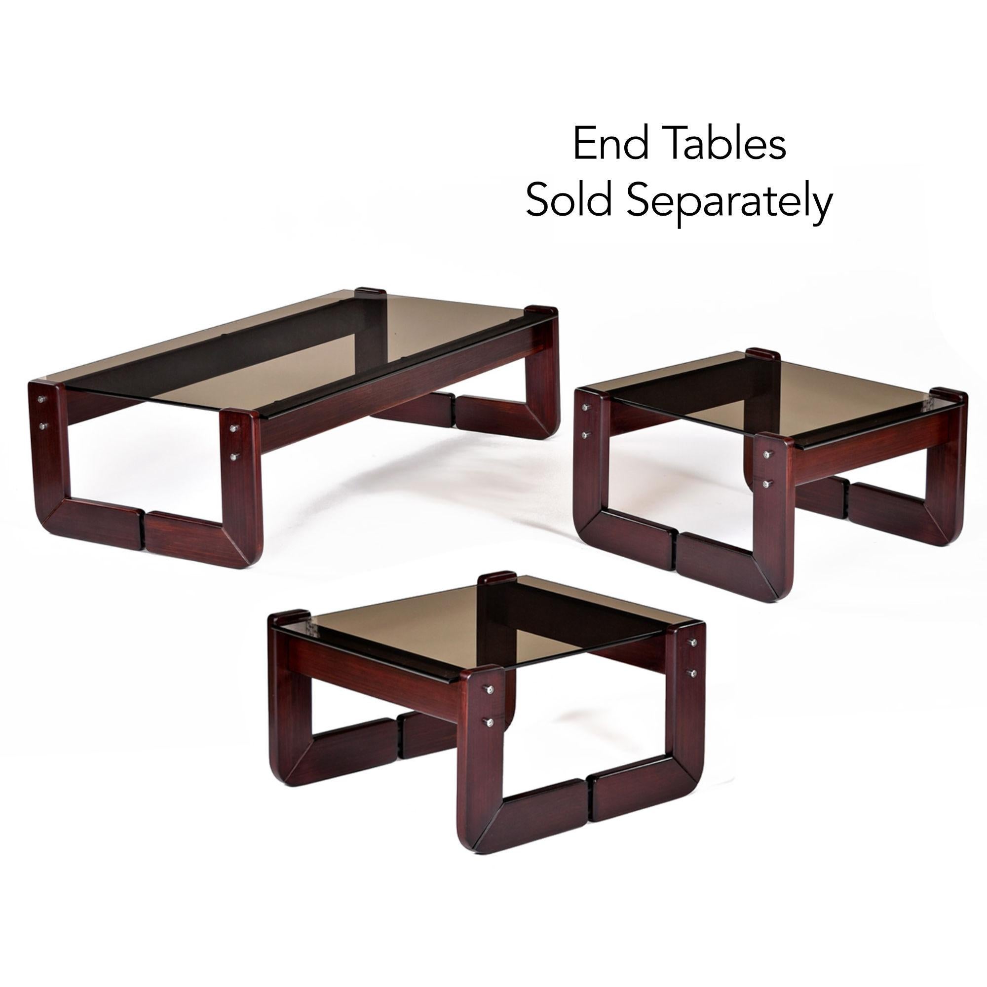 Mesa baja Percival Lafer de palisandro con tapa de cristal ahumado en Bueno estado para la venta en Chattanooga, TN