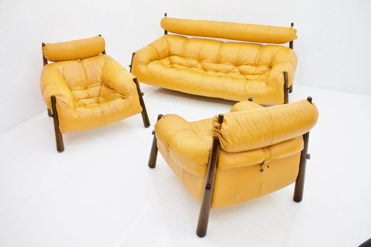Mid-Century Modern Percival Lafer Sofa and Two Lounge Chairs MP-81 Brazil 1972