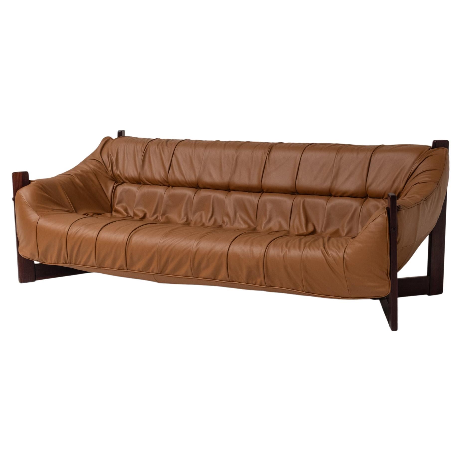 Percival Lafer Sofa, Re-upholstered in Leather, Mid-Century Modern, Brazil 1970s