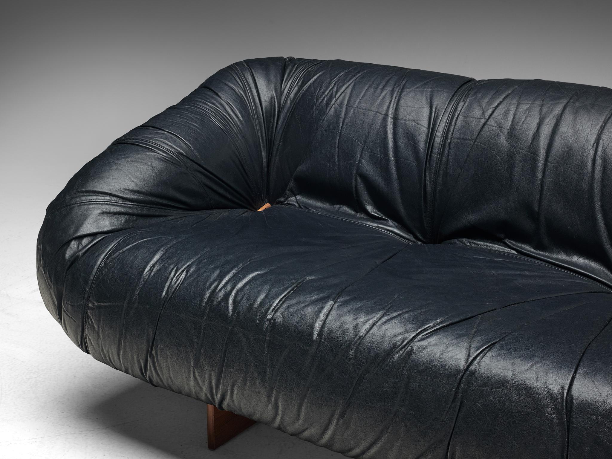 Percival Lafer Sofa in Black Leather  4