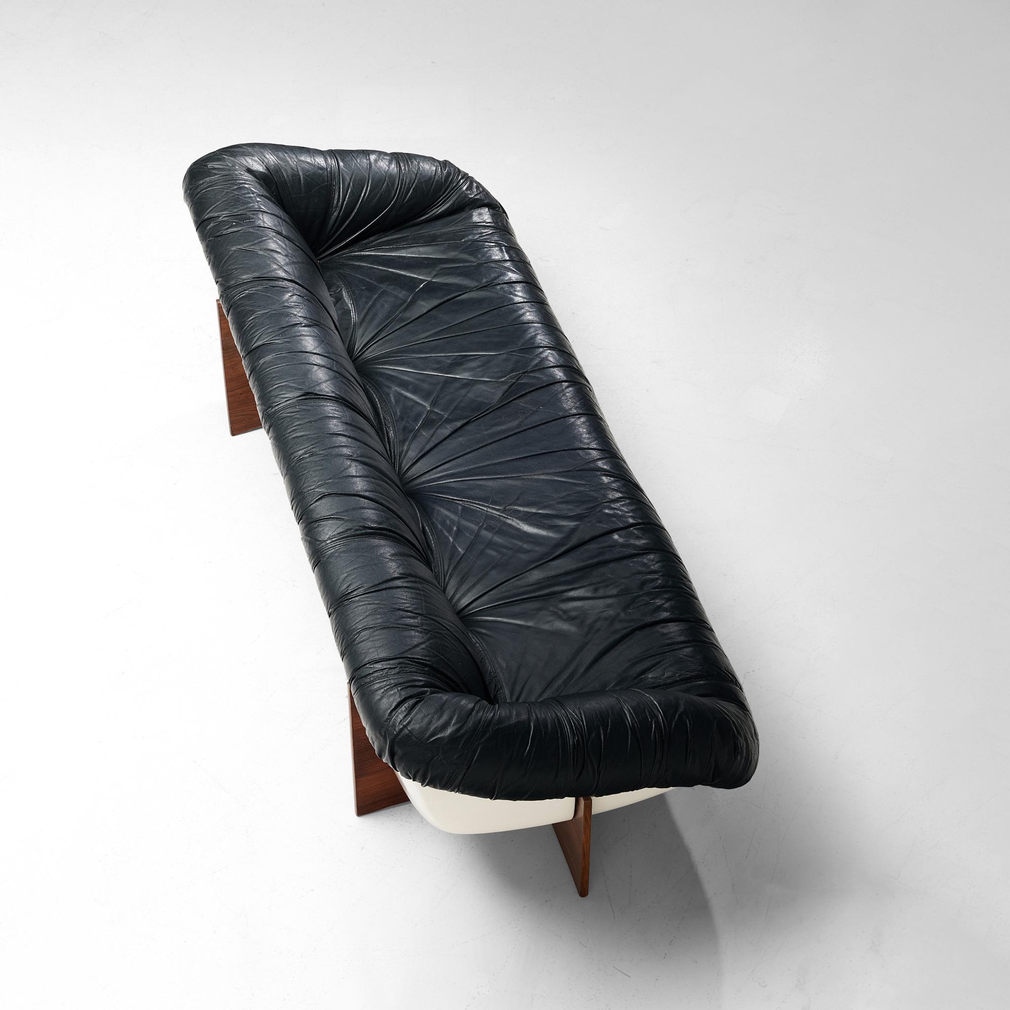 Percival Lafer Sofa in Black Leather  3