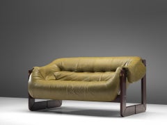 Percival Lafer Sofa in Moss Green Leather