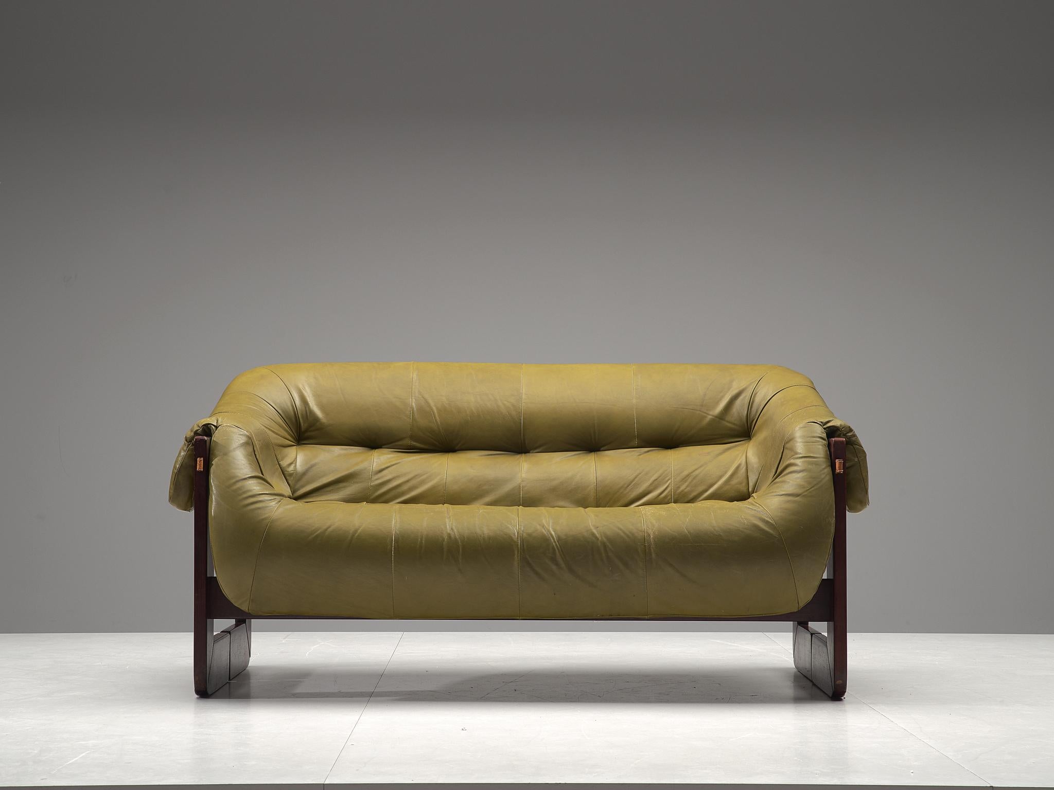 moss green leather sofa