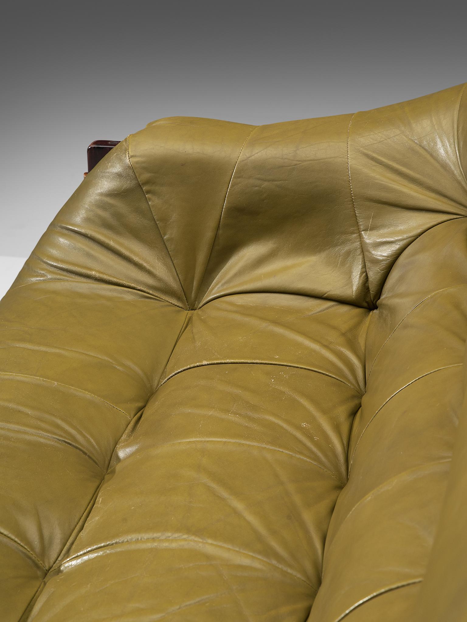 Percival Lafer Sofa in Moss Green Leather 1