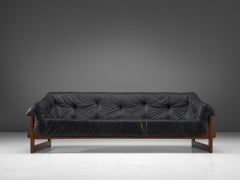 Percival Lafer Sofa in Original Black Leather