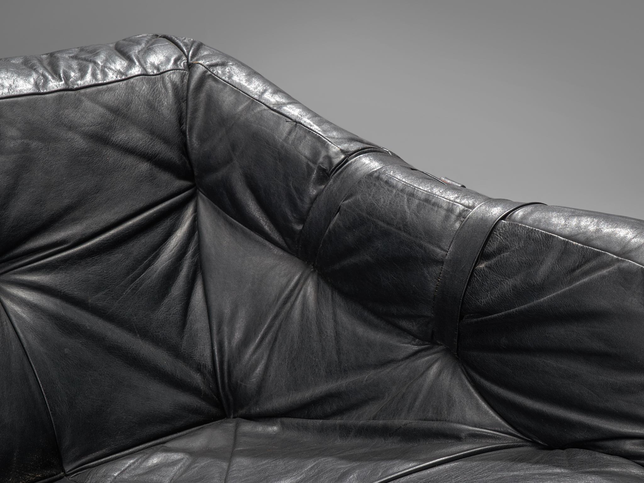 Percival Lafer Sofa in Original Black Leather 3