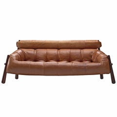 Percival Lafer Sofa in Rosewood and Cognac Leather