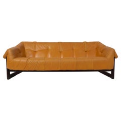 Percival Lafer Sofa MP-091 in Leather and Hardwood, Brazil, 1960s