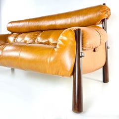 Percival Lafer Sofa MP-81 Brazil 1970 Leather Caviuna Wood Injected Foam