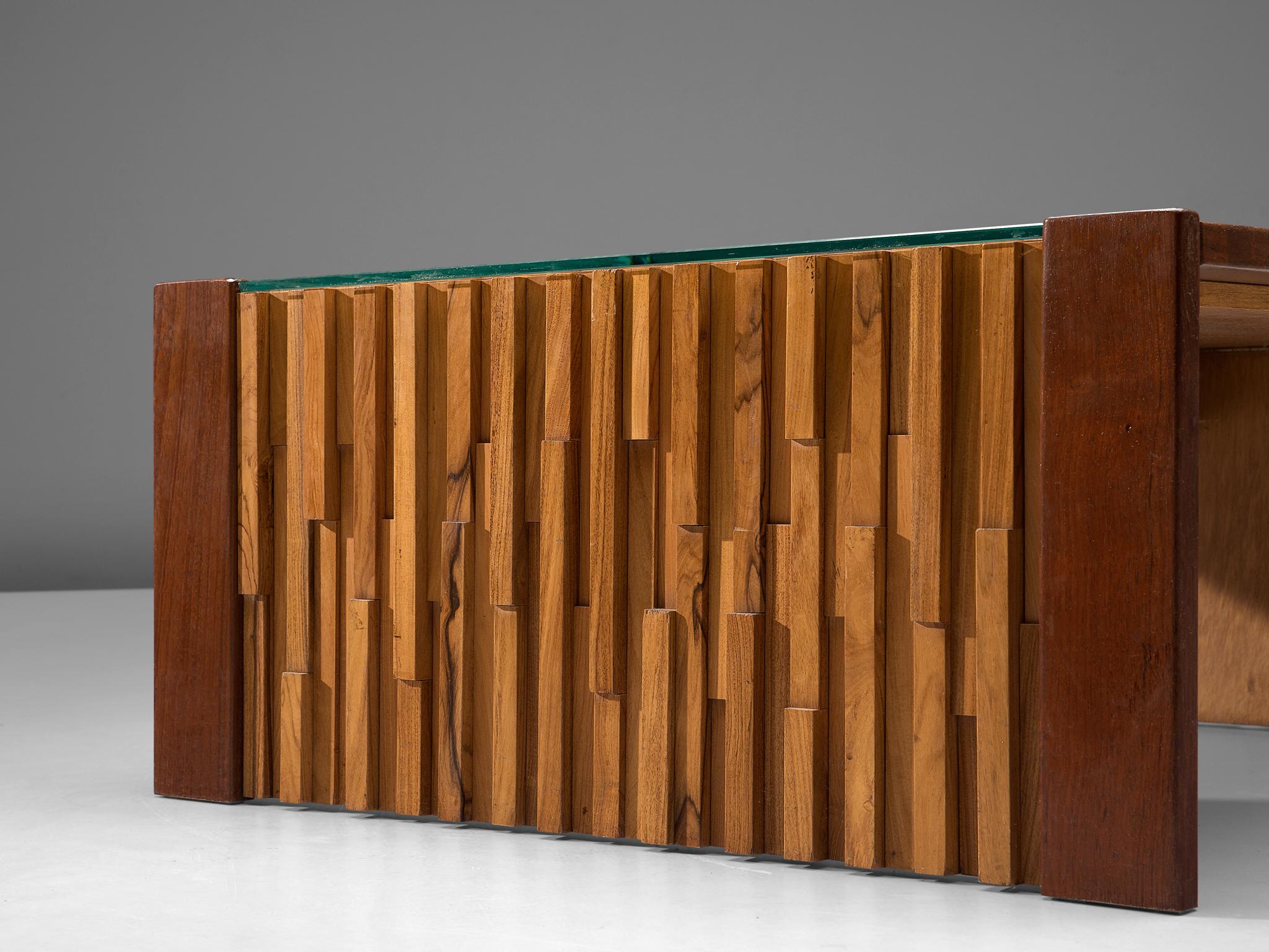 Late 20th Century Percival Lafer Square Coffee Table with a Mosaic of Brazilian Hardwood