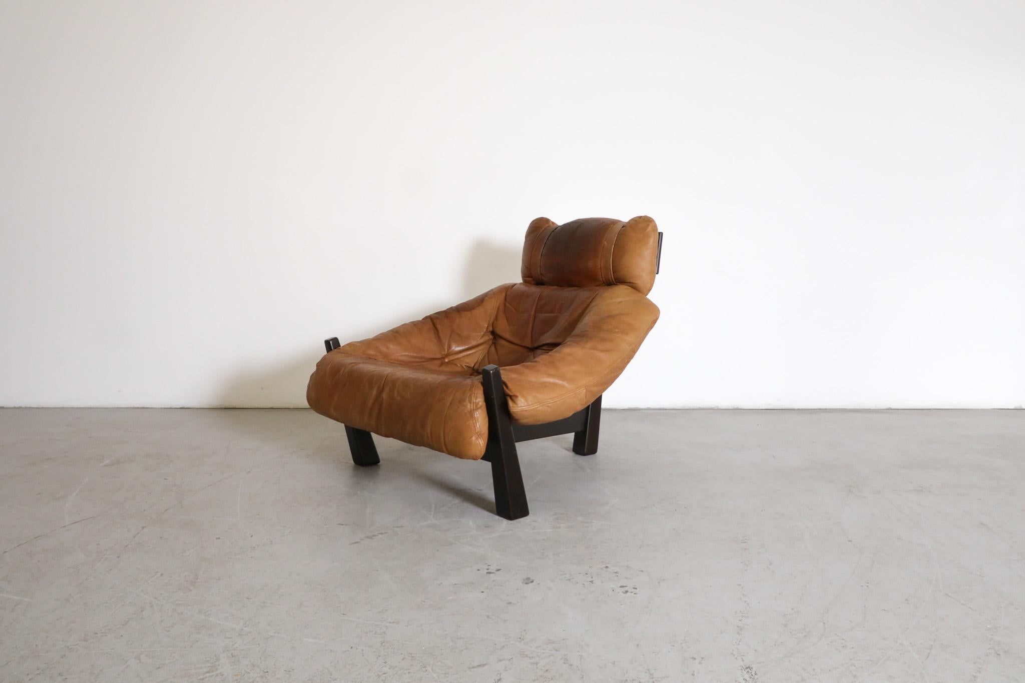 Mid-Century Modern Percival Lafer Style Leather Lounge Chair by Gerard Van Den Berg for Montis For Sale