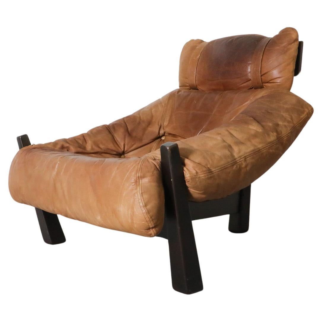 Chaise longue en cuir de style Percival Lafer de Gerard Van Den Berg pour Montis