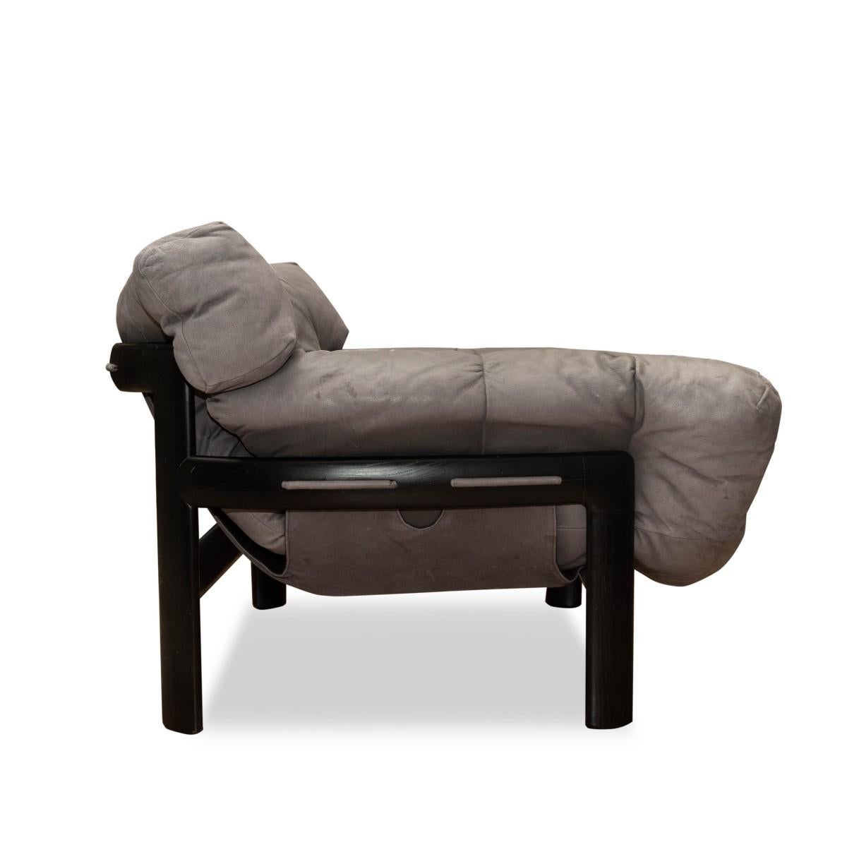Mid-Century Modern Percival Lafer Style Leather and Wood Sofa and Chair Set