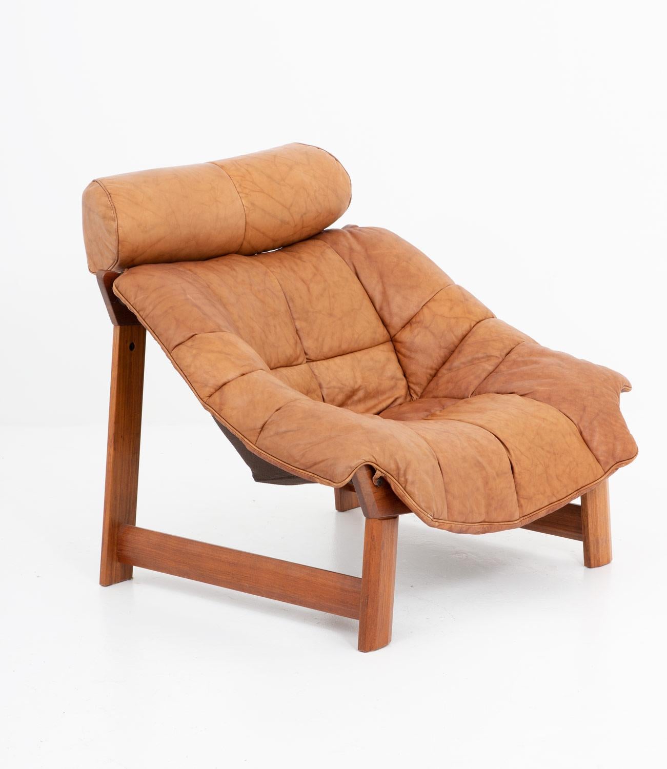 Percival Lafér-Style Sofas and Lounge Chair in Cognac Leather 1