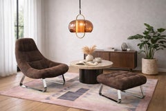 Percival Lafer Suede Earth Lounge Chair and Ottoman 1970s Brazil