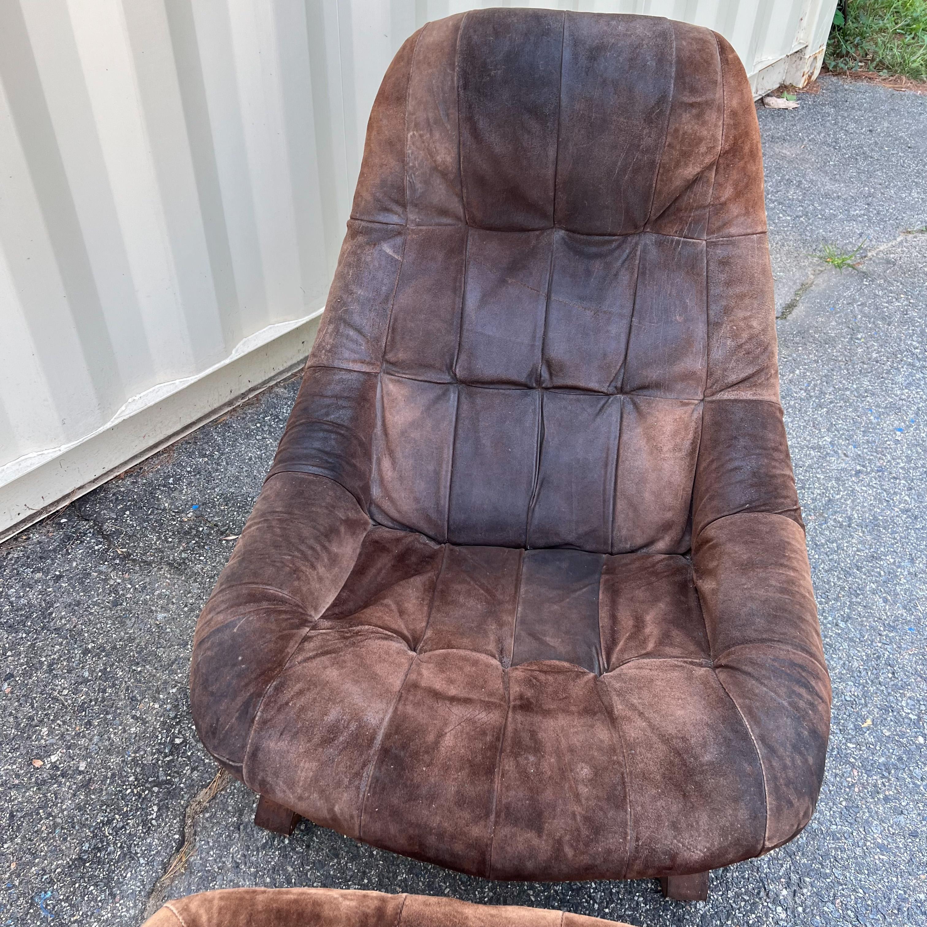 Mid-Century Modern Percival Lafer Suede Earth Lounge Chair and Ottoman