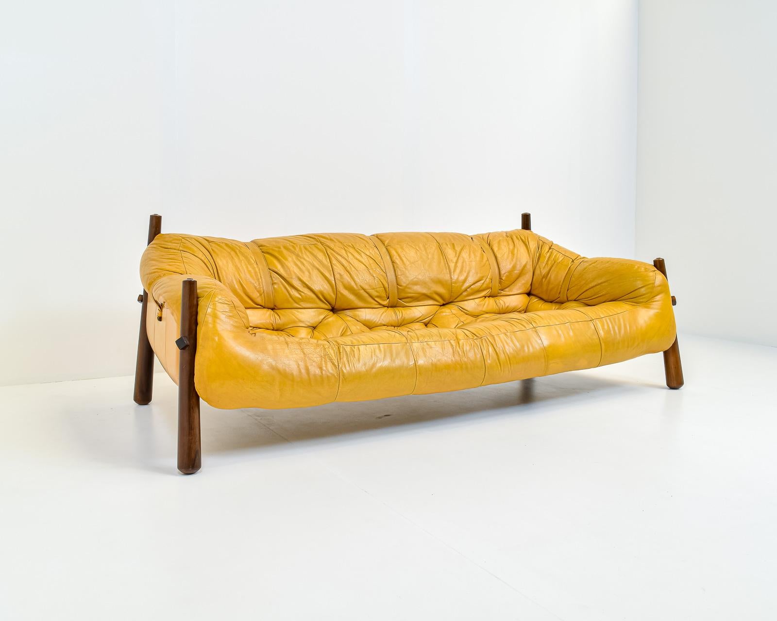 mustard yellow leather sofa