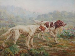 Two English Setters in the Field, American Sporting Dog Art, Rosseau Watercolor