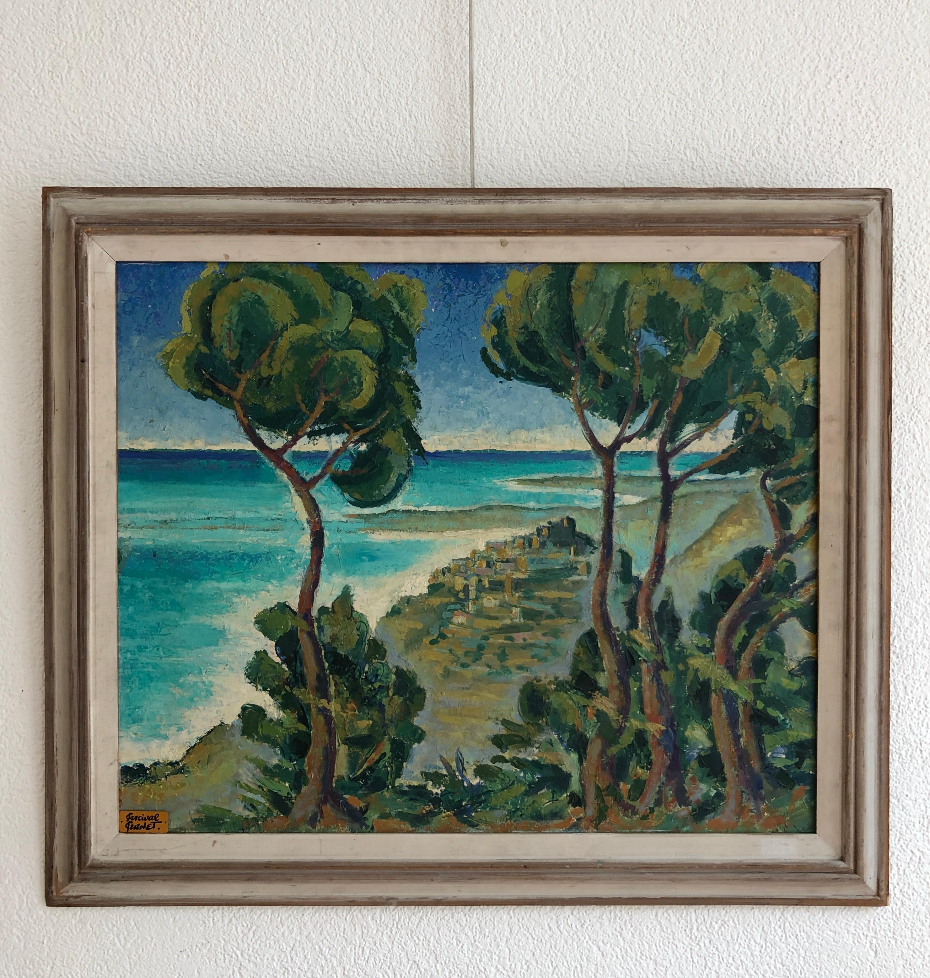 Coast of Èze, French Riviera - Painting by Percival Pernet