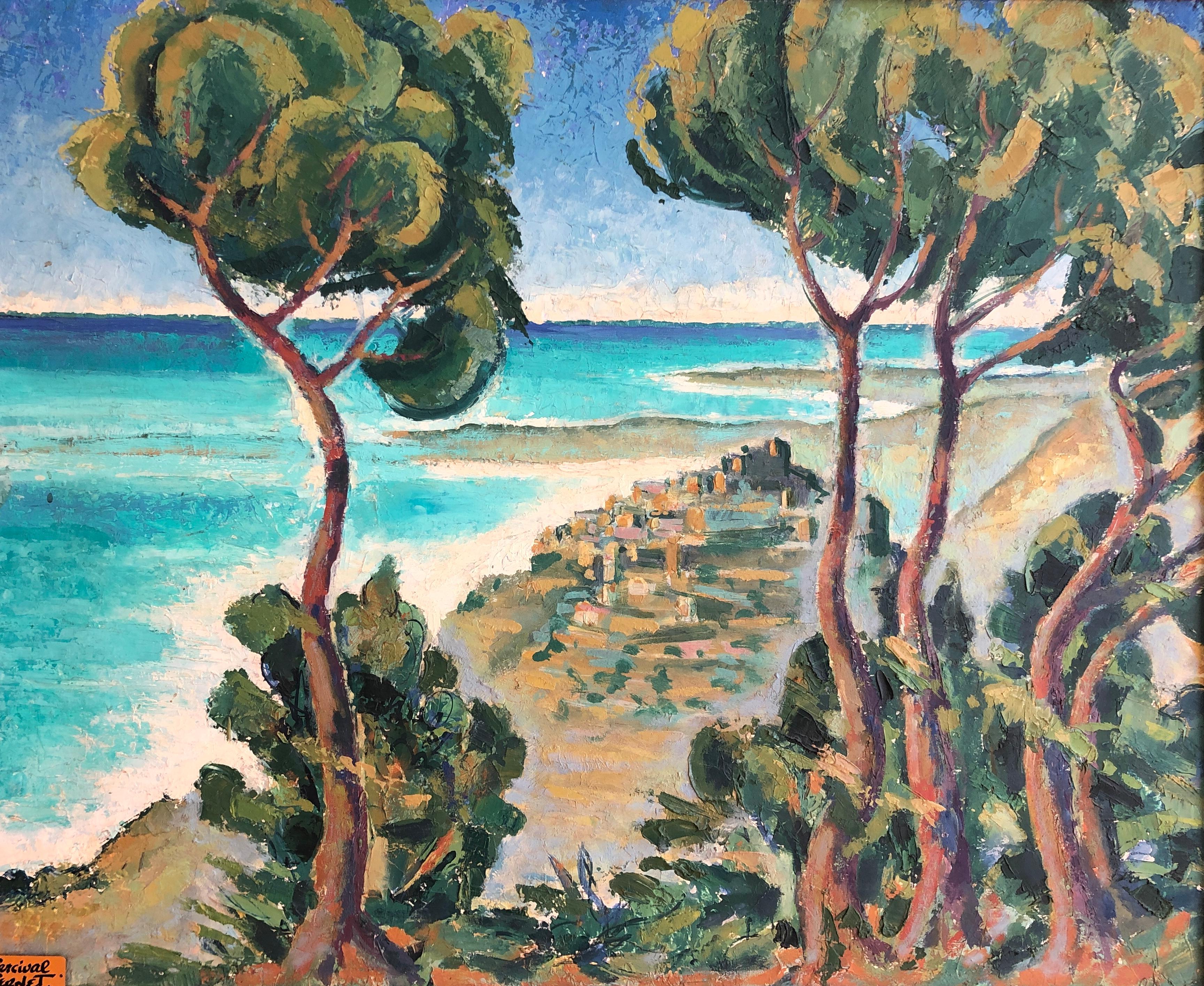 Percival Pernet Landscape Painting - Coast of Èze, French Riviera