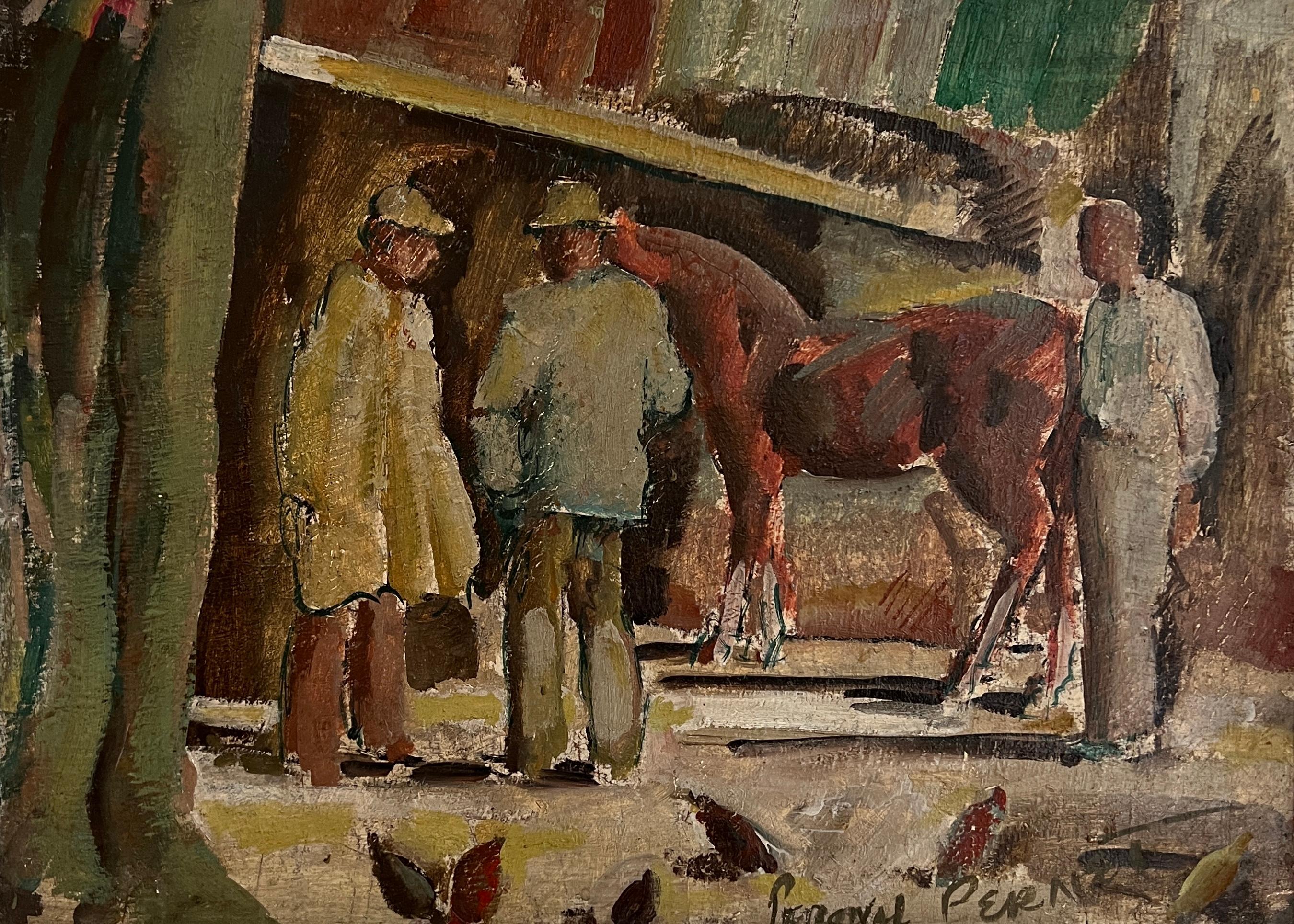 Percival Pernet Landscape Painting - Horse dealers