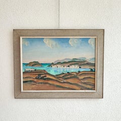Mid-20th Century Framed Oil Painting of the Balearic Islands, 45x63 cm