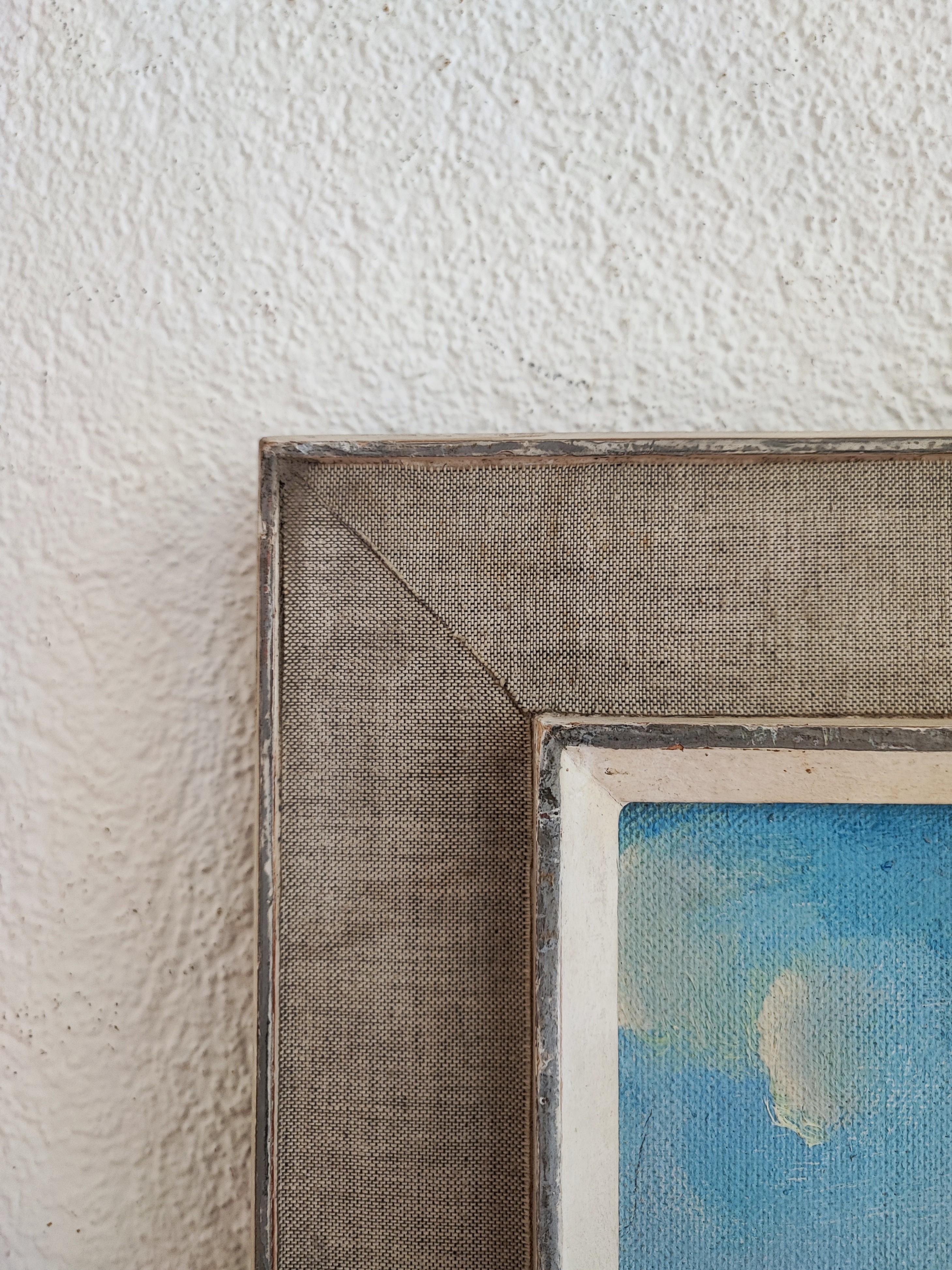 Arbeit Leinwand auf Holz
Beigefarbener Holzrahmen
60 x 77,5 x 3 cm