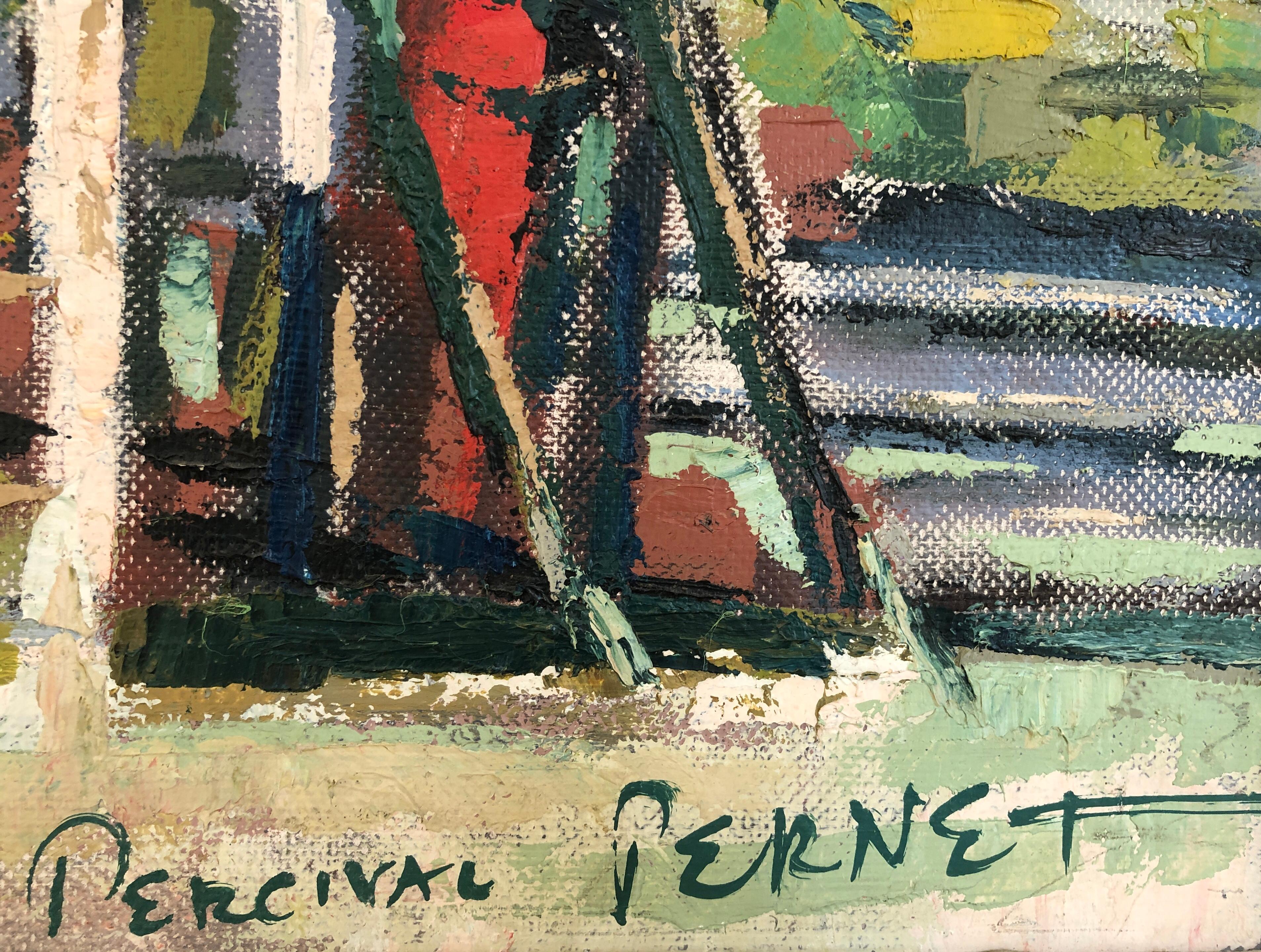 Der Bahnübergang und der Salève (Moderne), Painting, von Percival Pernet