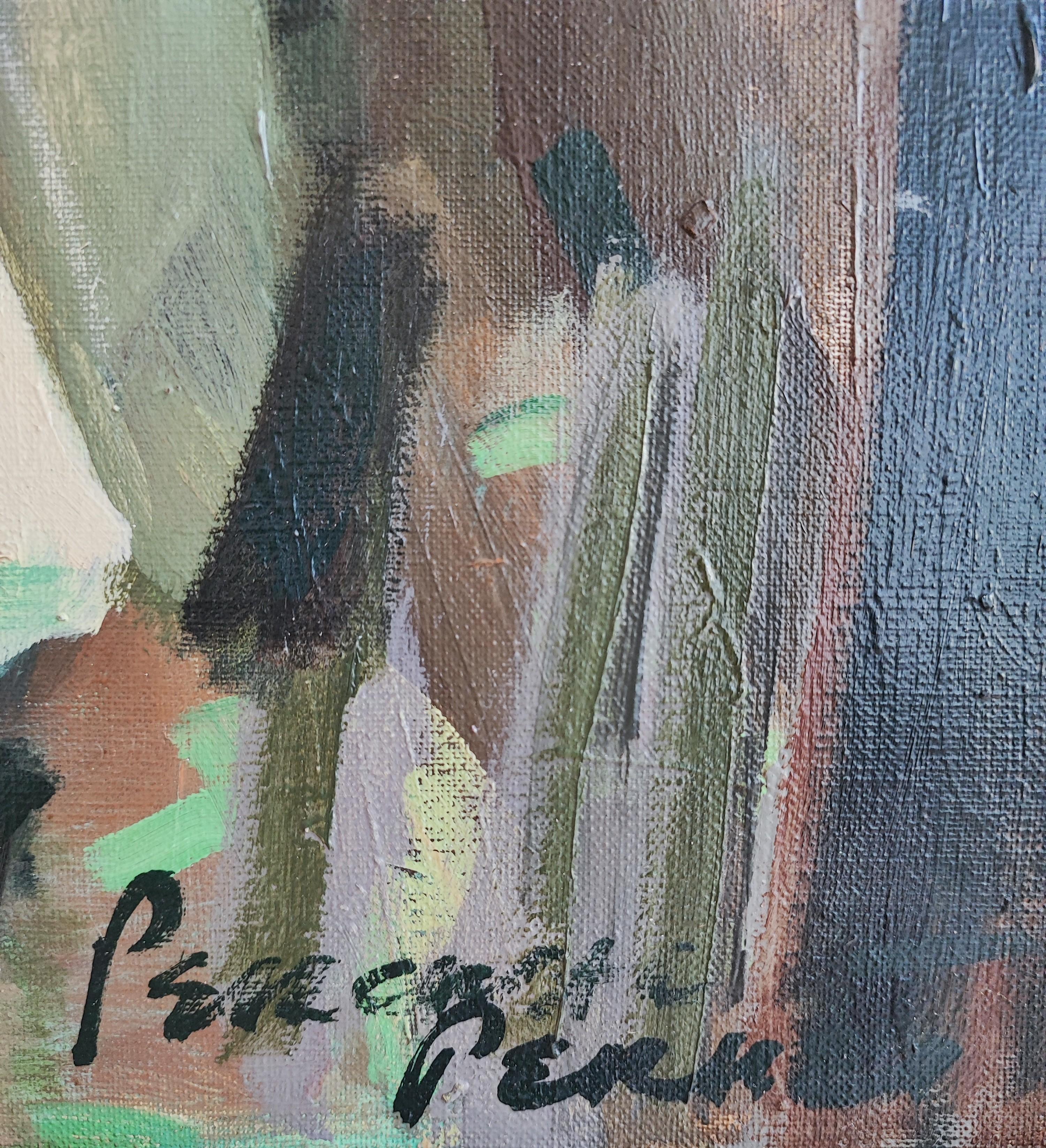 Mujer joven leyendo - Portrait Painting Gris de Percival Pernet
