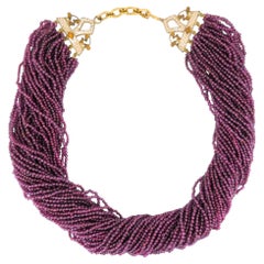 Percossi Papi Collar Necklace Bead Enamel Micropearl Costume Jewelry