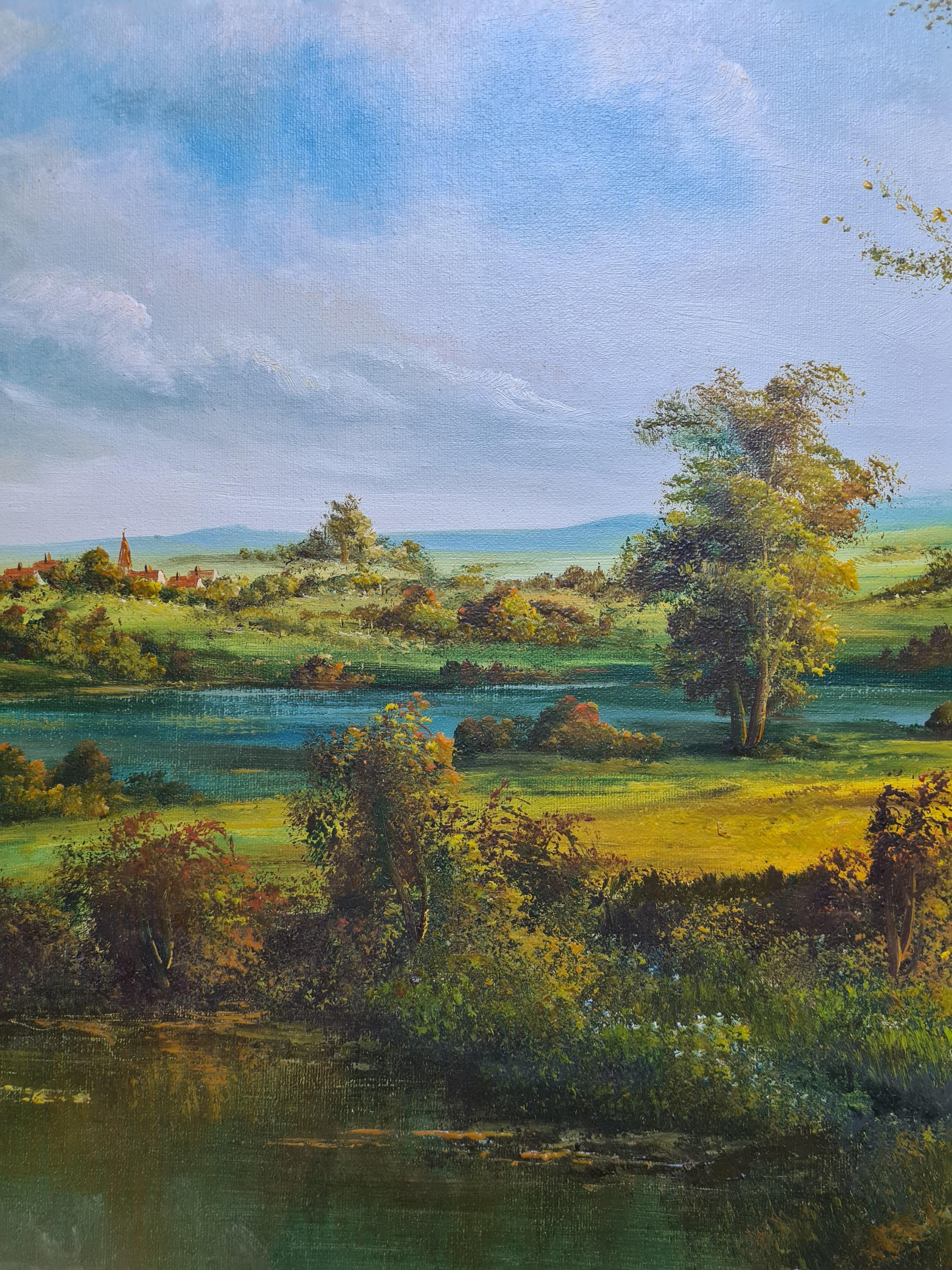 The Cottage, A Rural Idyll, Large Scale French Country Landscape. Oil on Canvas. For Sale 1