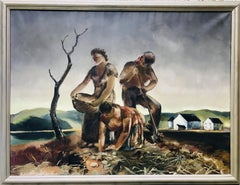 WPA "New Americana" Exceptionnelle peinture ancienne de 1941 exposée par la WPA à Carnegie