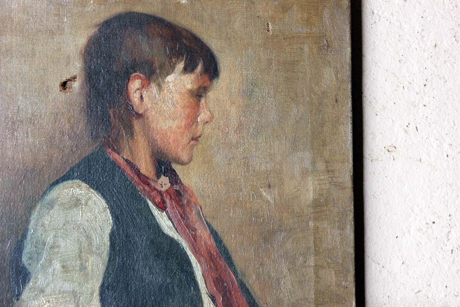 Percy Bedford, An Oil on Canvas Portrait of a Boy, circa 1893 4