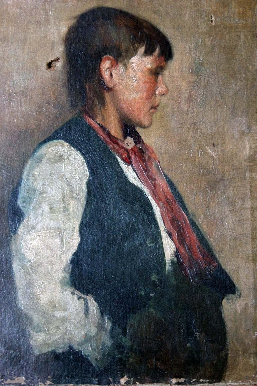 Percy Bedford, An Oil on Canvas Portrait of a Boy, circa 1893 10