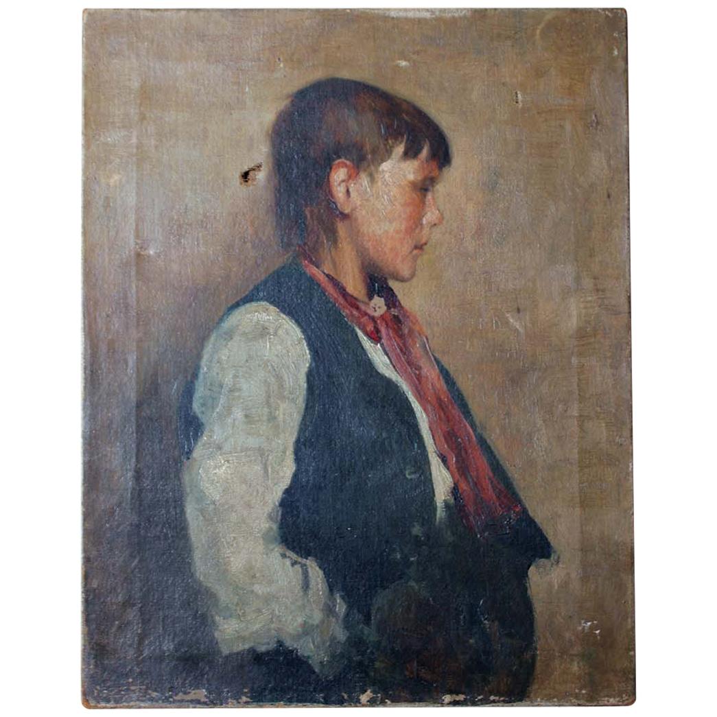 Percy Bedford, An Oil on Canvas Portrait of a Boy, circa 1893