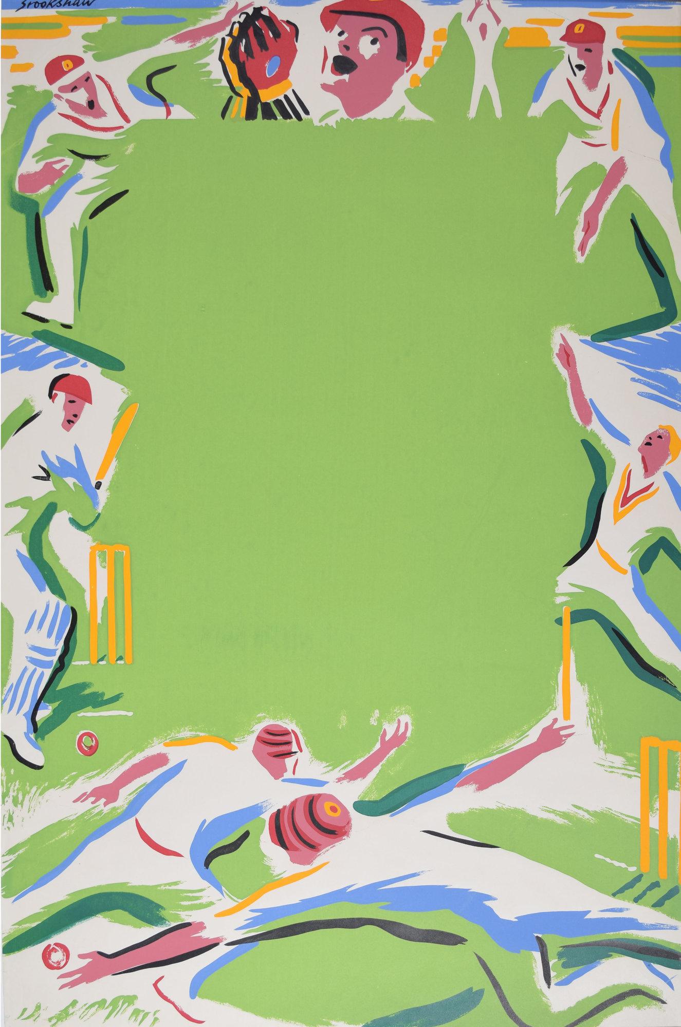 Affiche originale d'un Coach de cricket Brookshaw de Percy Drake pour Drake