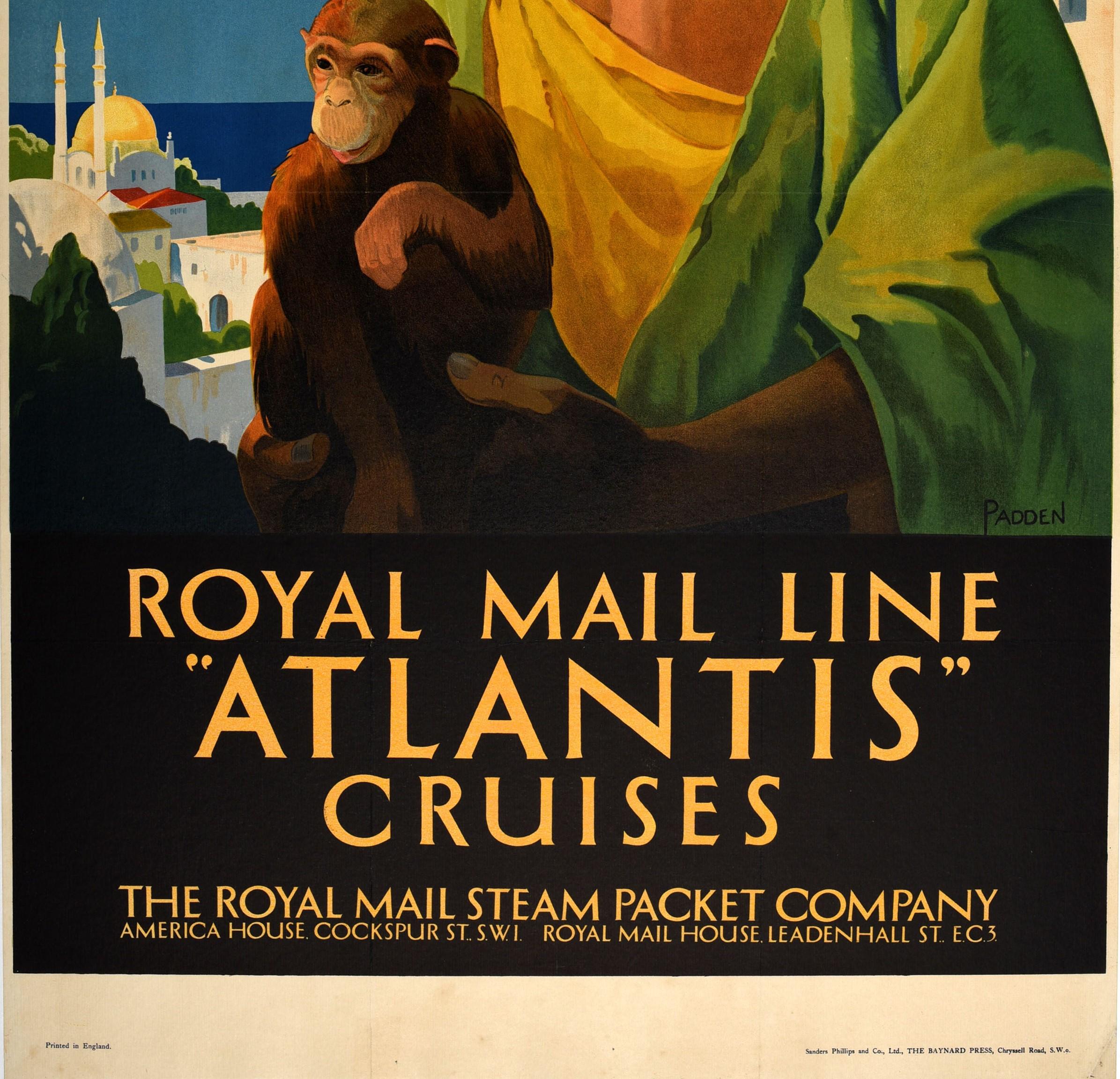 Poster di viaggio originale d'epoca Royal Mail Line Atlantis Cruises Istanbul Turchia - Print Nero di Percy Padden