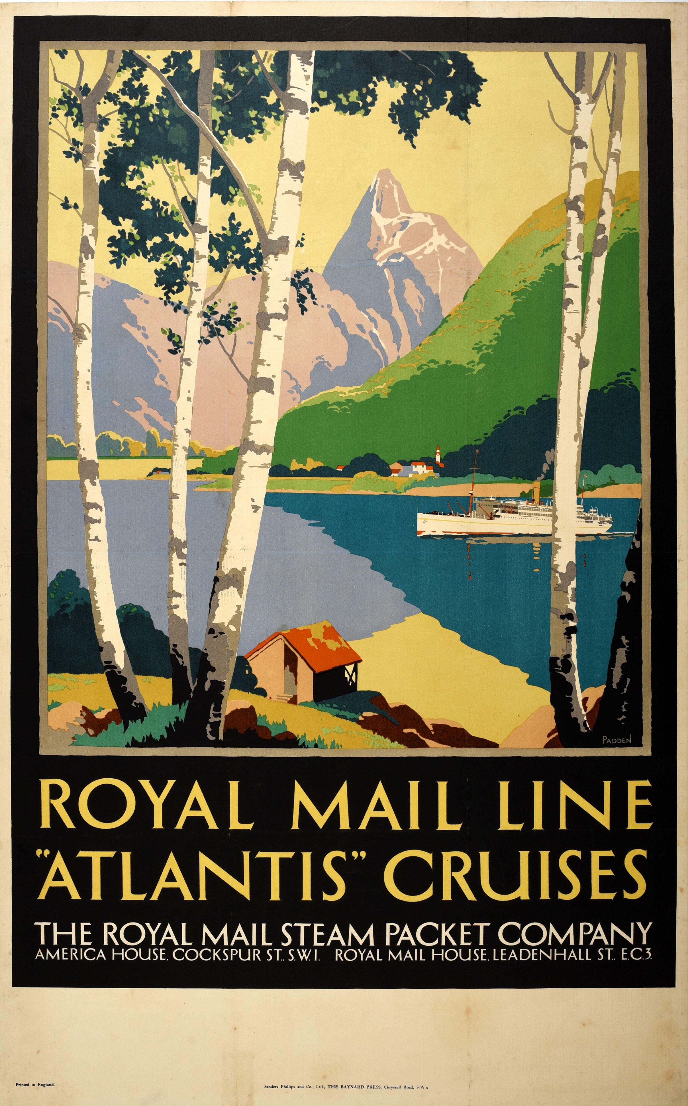 Percy Padden Print - Original Vintage Travel Poster Royal Mail Line Atlantis Cruises Scenic River Art