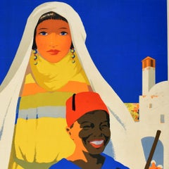 Original Vintage Travel Poster Sunshine Cruises Atlantis Royal Mail Steam Ship