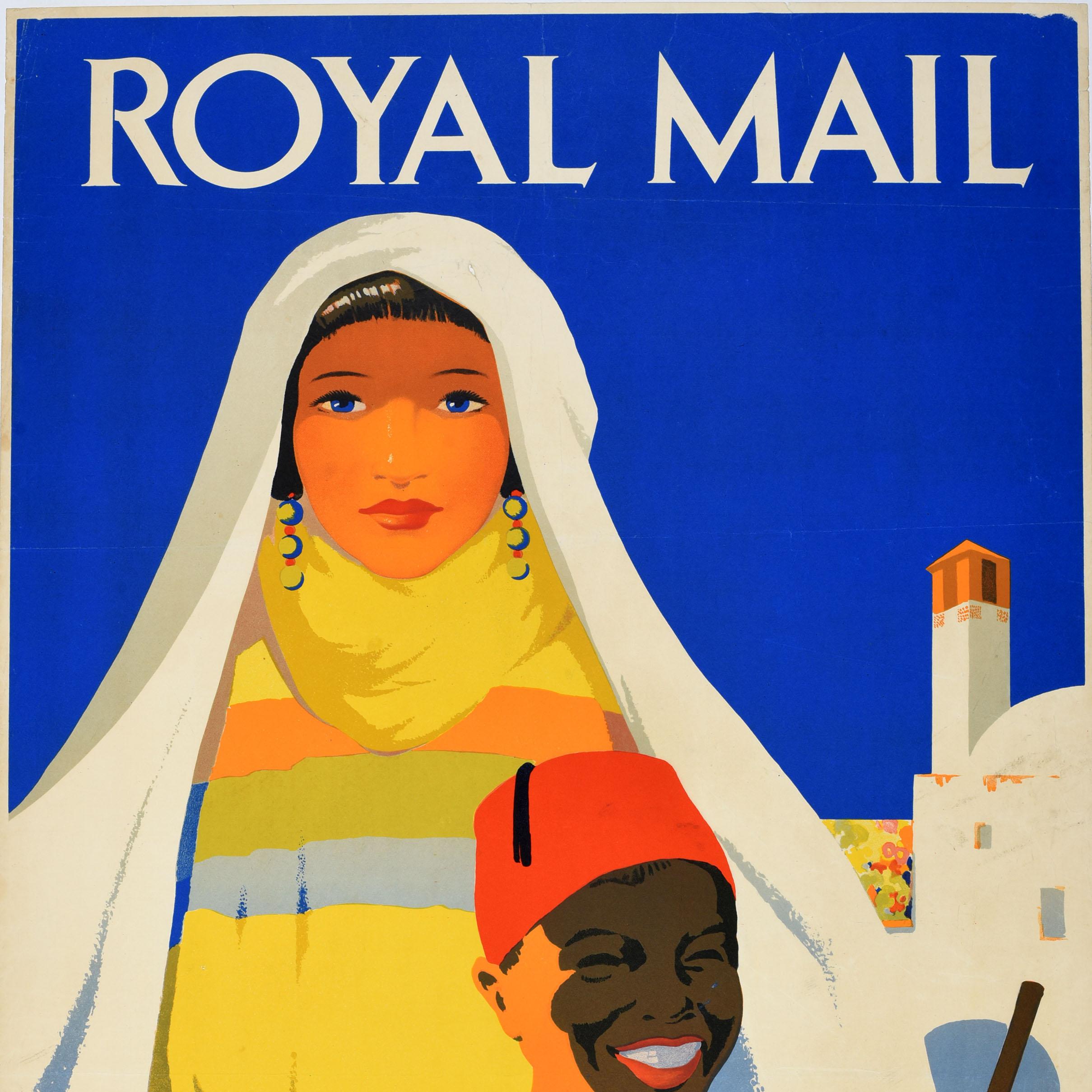 Original Vintage Travel Poster Sunshine Cruises Atlantis Royal Mail Steam Ship - Beige Print by Percy Padden