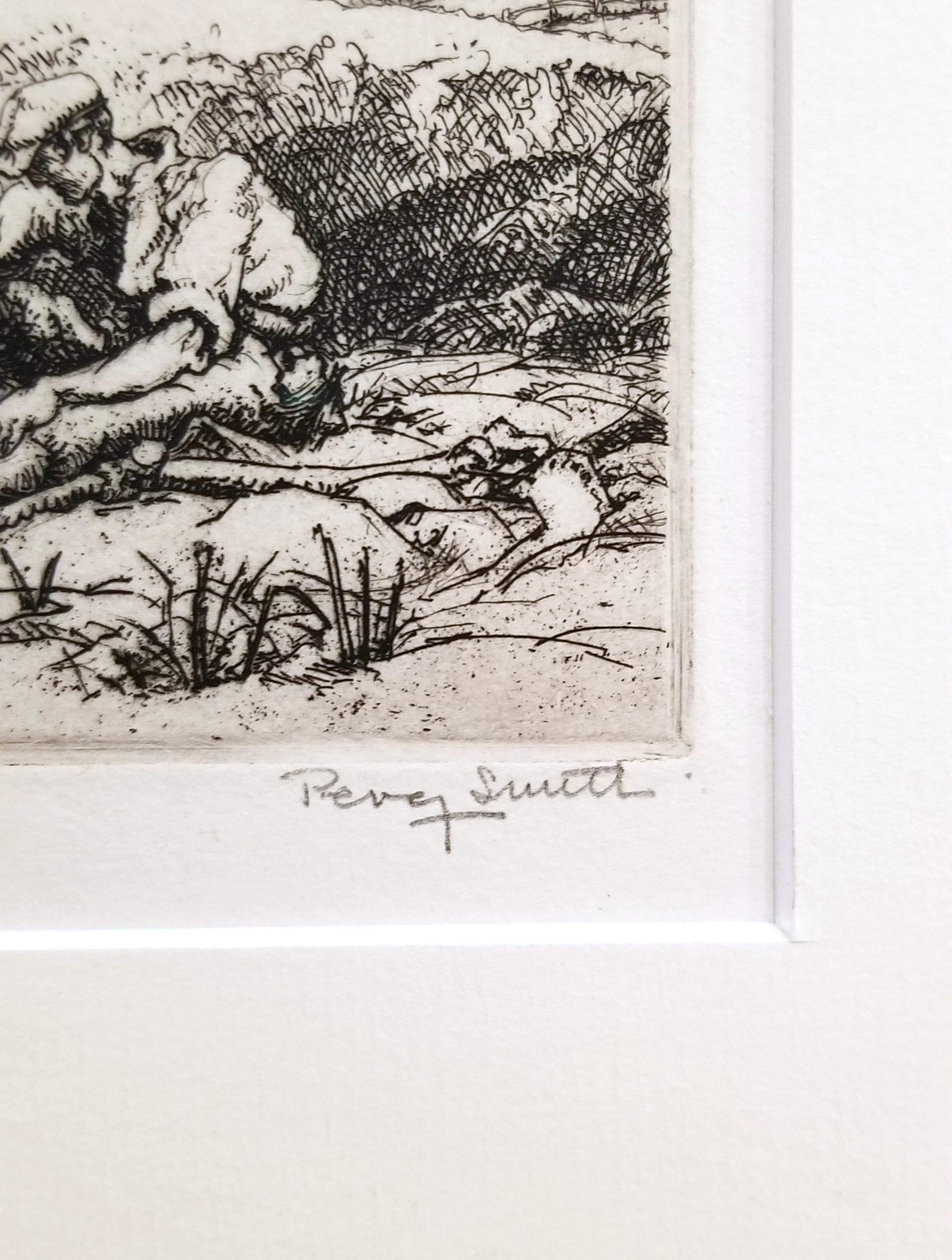 Scythers Descansando /// Percy John Delf Smith Artista de la Primera Guerra Mundial Granja Paisaje Artístico en venta 5